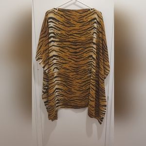 TIGER PRINT CAFTAN SWIM COVERUP IN BROWN Hand Made